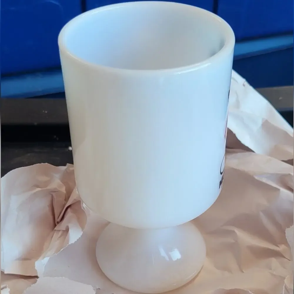 Vintage Disney Mickey Mouse pedestal milk glass coffee mug